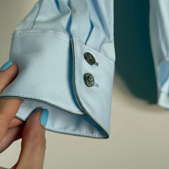 Gorsuch Women's Light Blue Ruffle Blouse - Picture 9 of 10